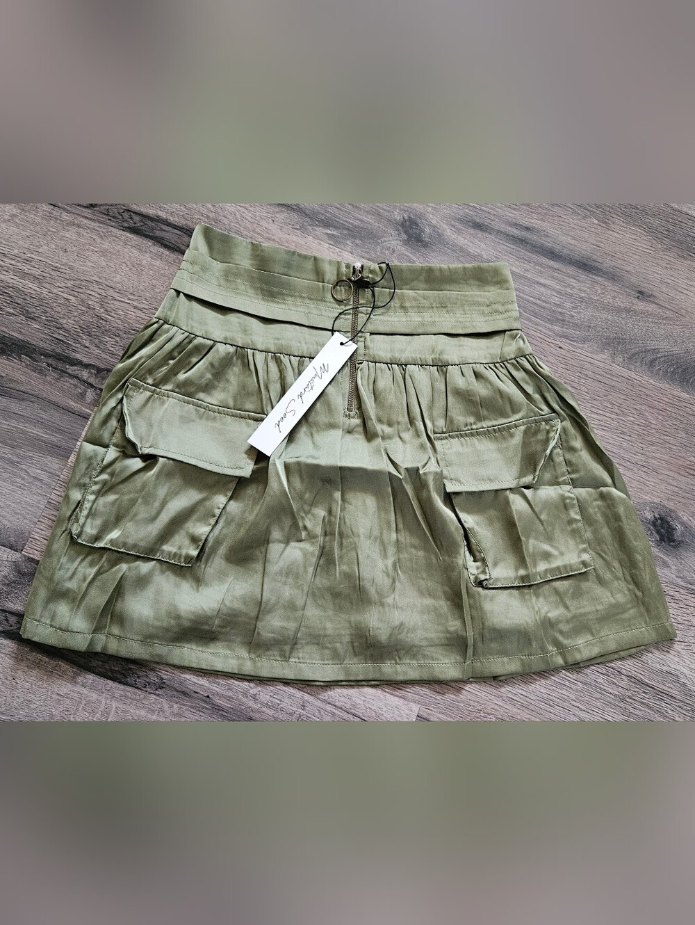 Mustard Seed Olive Green Cargo Mini Skirt
